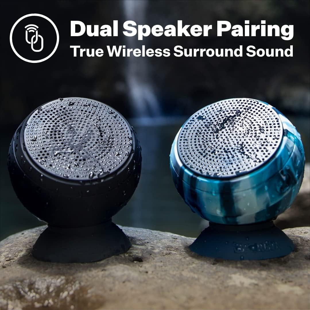 – Bluetooth Speaker-Waterproof, Durable W/Built-In Storage (2,000 Songs) - Dual Wireless Speaker Pairing – Portable Bluetooth Speaker - Barnacle Pro Outdoor Speaker - Manta Ray Black