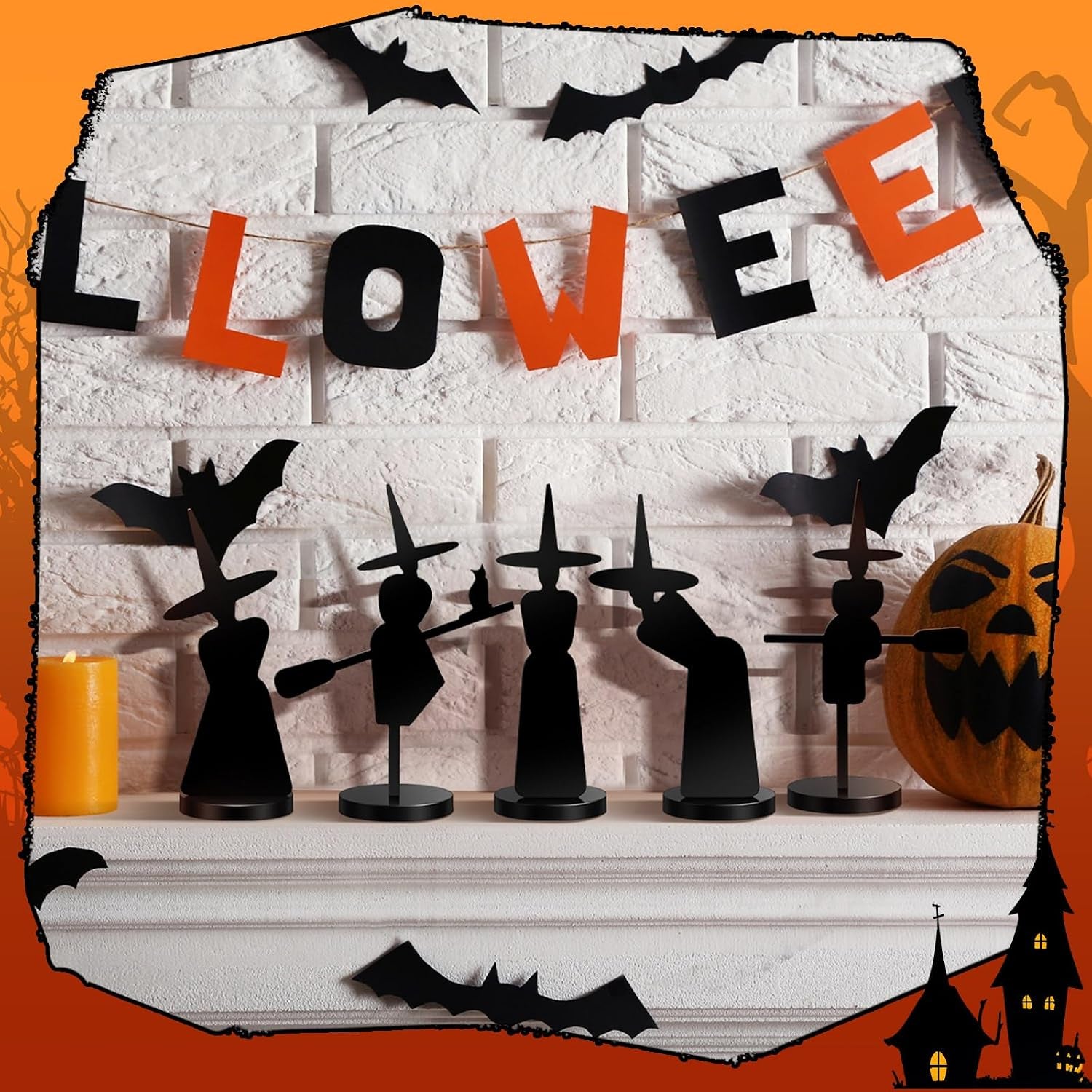 5 Pcs Halloween Decorations Indoor Gothic Witch Figurines Set