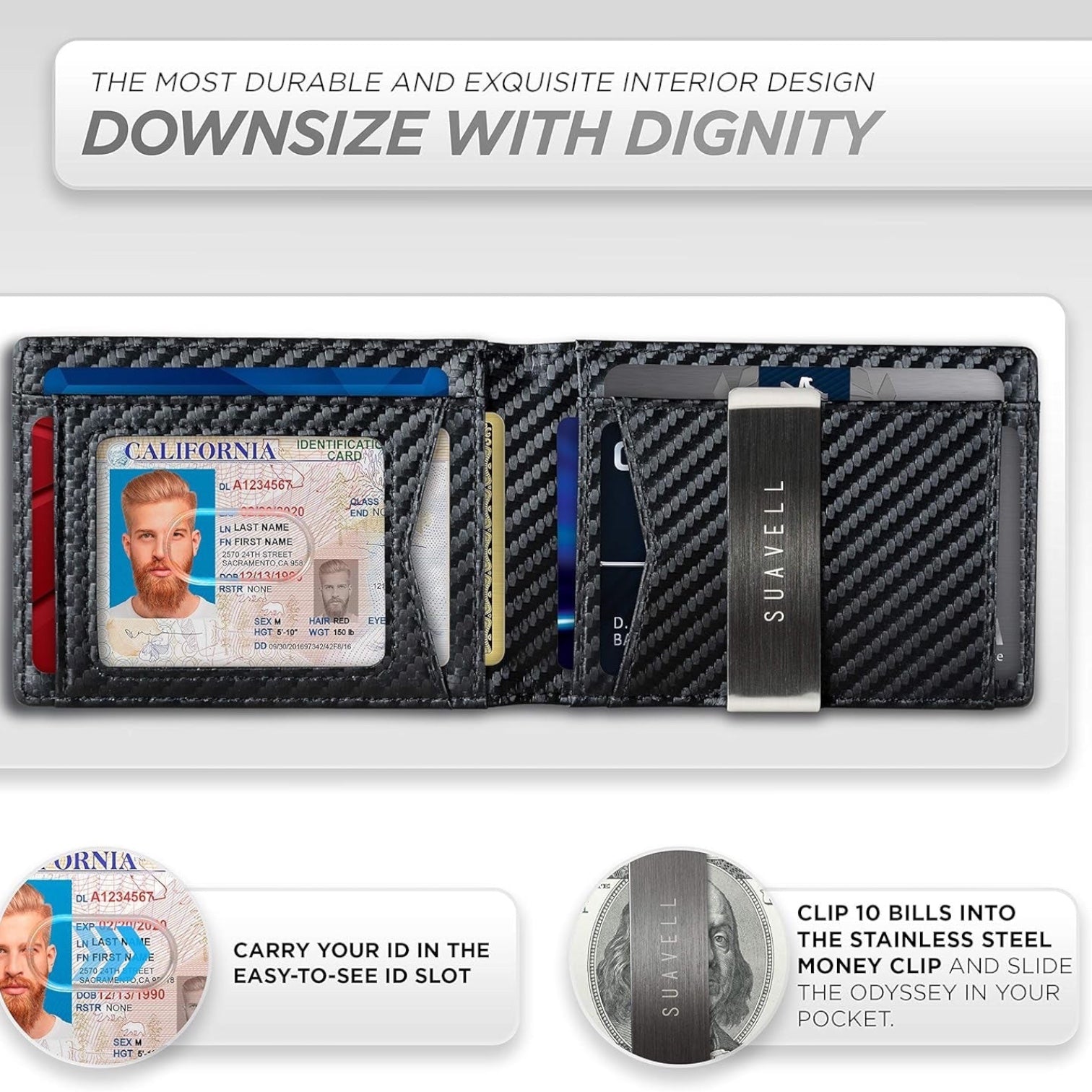 Slim Wallets for Men. Minimalist Bifold Wallet with Money Clip & ID Window. RFID Blocking Credit Card Holder Front Pocket Wallet, Gifts for Men - Husband Father on Birthday Anniversary.
