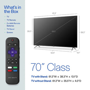 70” Class 4K UHD Roku Smart Television, 100012588