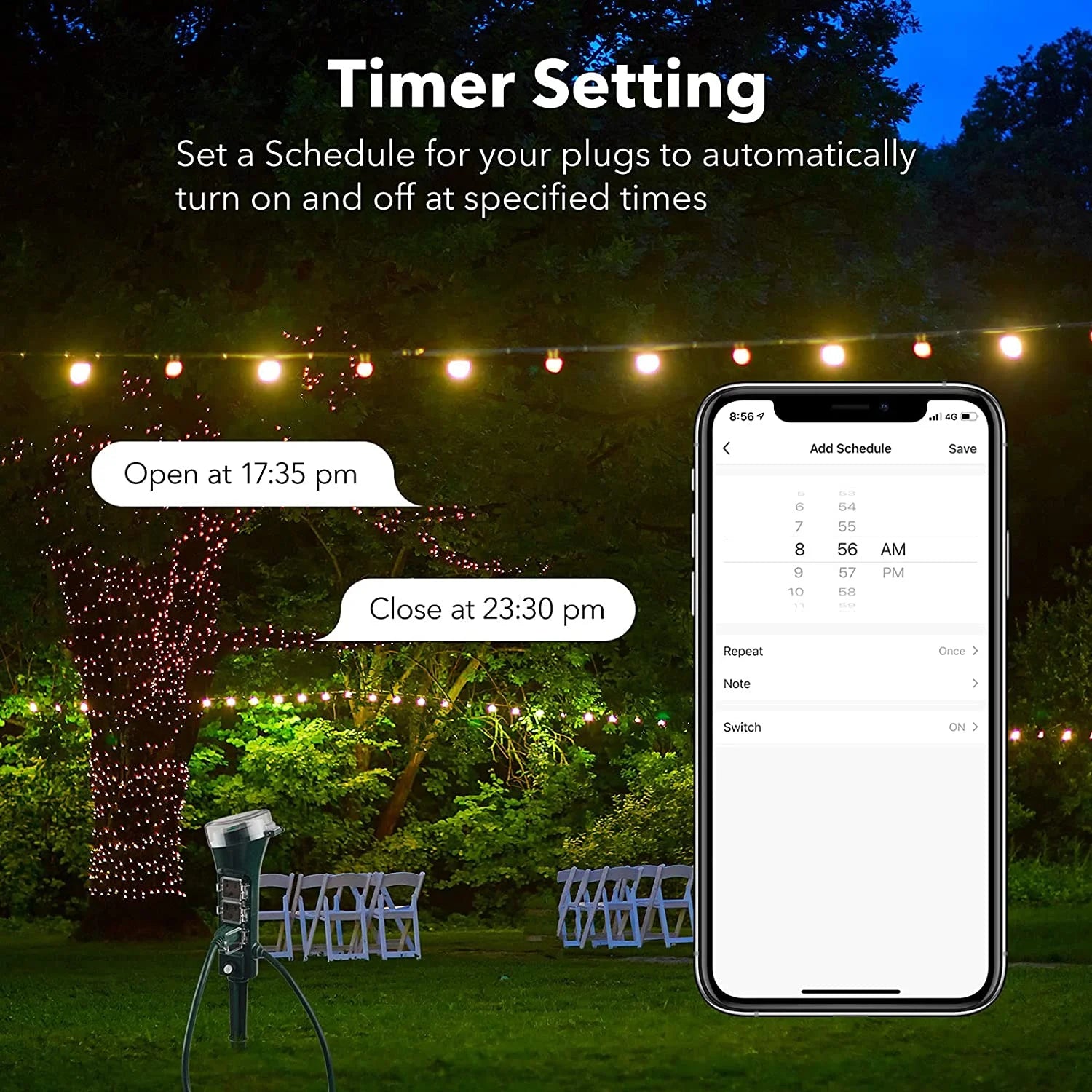Outdoor Smart Plug Waterproof Wifi Outdoor Outlet Timer with 6 Grounded Outlets, Remote & Voice Control Heavy Duty Yard Stake Plug Compatible with Alexa and Google Assistant