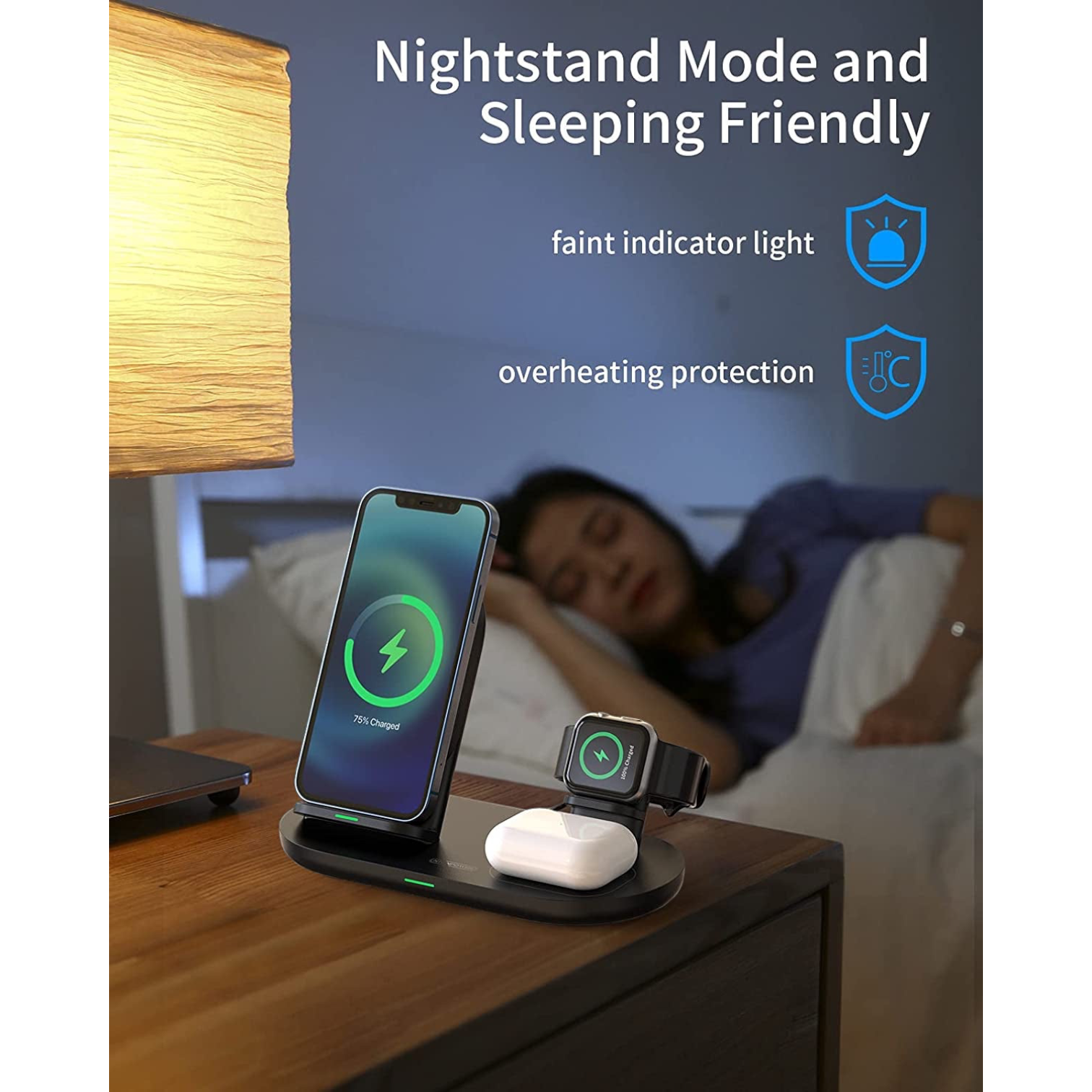 3 in 1 Wireless Charging Station for Apple Product, Wireless Charging Pad for Apple Watch, Airpods Pro/2, Wireless Charger Stand for Iphone 12/12 Pro/12 Pro Max/Se2(No Included Iwatch Cable)