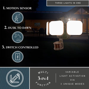 - Theta - 33W 3 LED Outdoor Motion Sensor Flood Light in Contemporary
