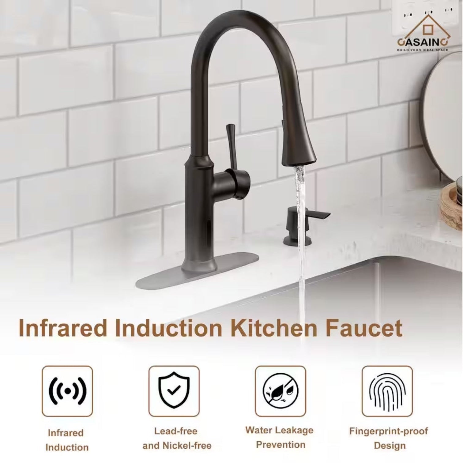 Single Handle Smart Touchless Pull-Down Sprayer Kitchen Faucet with Voice Control in Matte Black