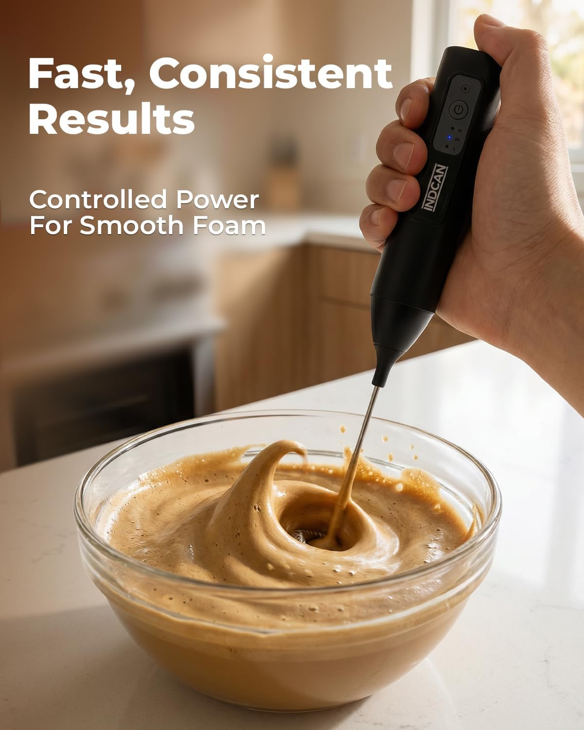 Rechargeable Milk Frother Handheld, Electric Coffee Frother Wand