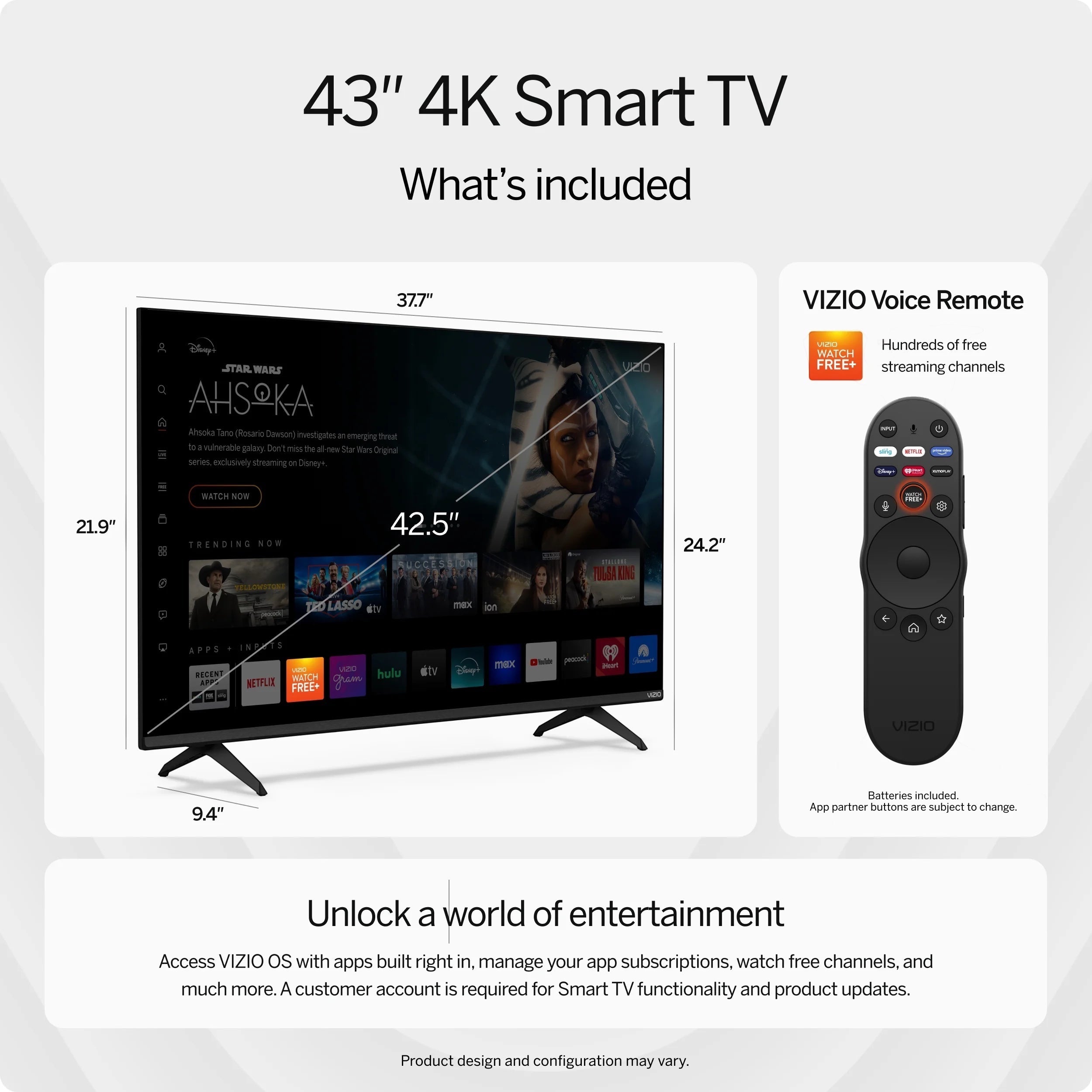 43" Class 4K LED HDR Smart TV (V4K43M-08)