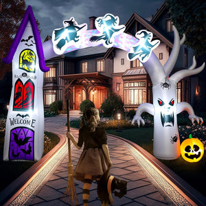 14FT Length X 10FT Tall Halloween Inflatable Arch with LED Lights