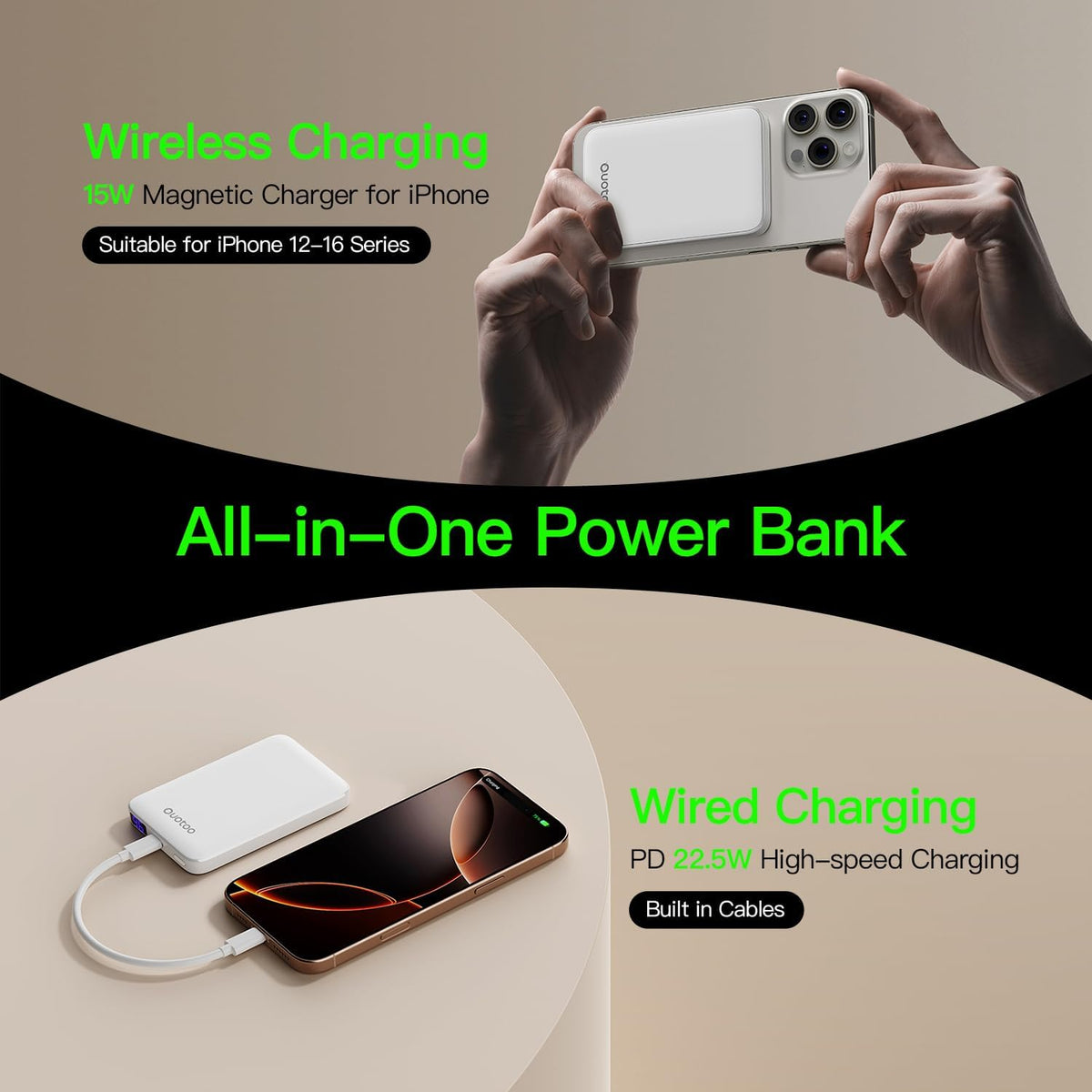 For Magsafe Portable Charger, 5000Mah Slim Wireless Magnetic Power Bank