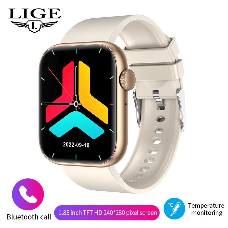 New Women Smart Watch 1.85 Full Touch Bluetooth Call Smart Wristwatch Body Temperature Watch Sports Bracelet Men Smartwatch
