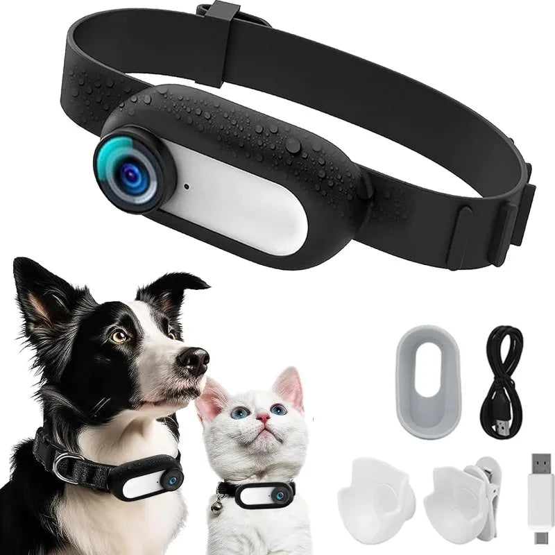 Experience Life Through Your Pet's Eyes with the HD 1080P Mini Action Cam Collar for Dogs & Cats - Wireless Tracking & Video Recording
