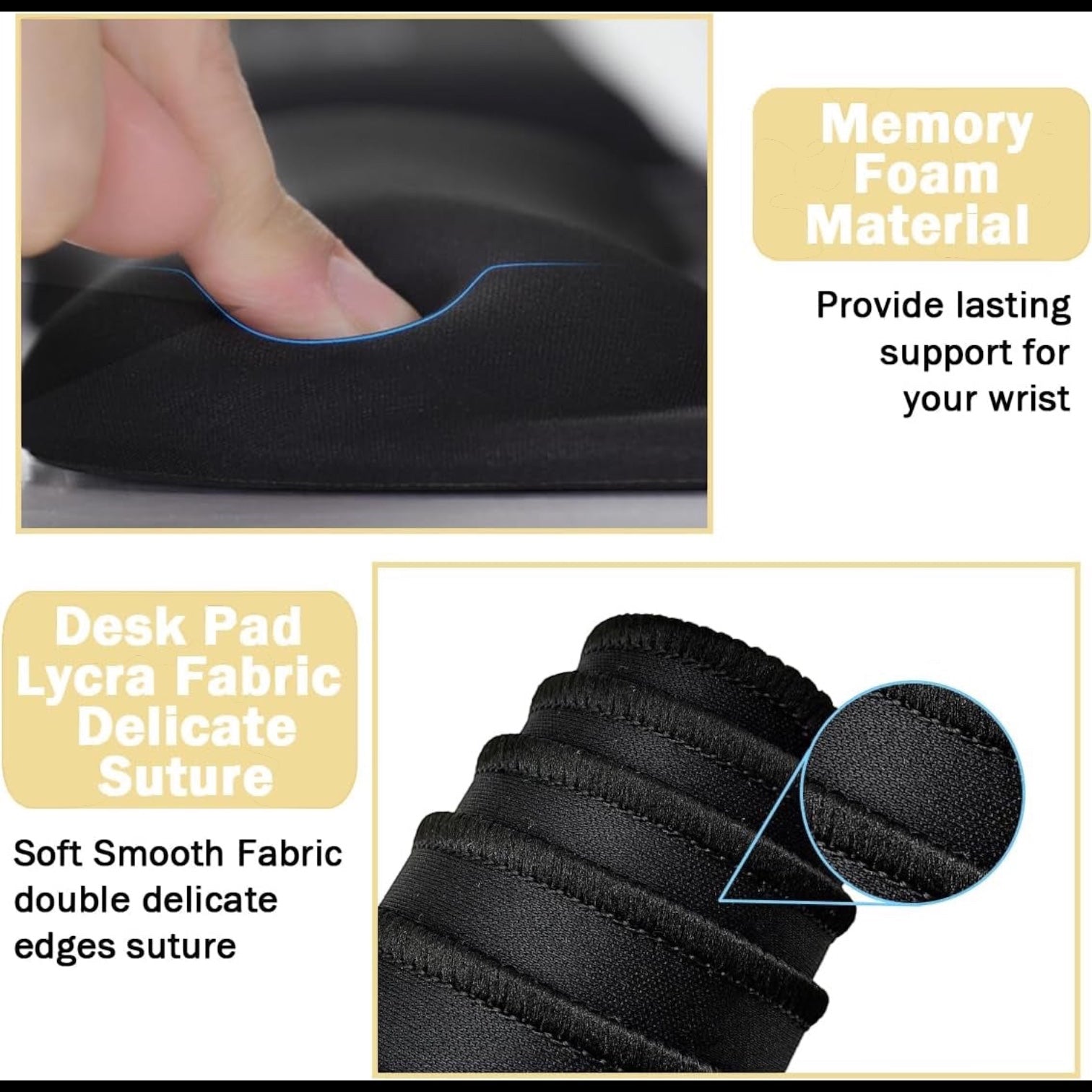 Keyboard Wrist Rest Large Mouse Pad Wrist Support for Computer, 4 in 1 Memory Foam Keyboard Pad Desk Mat Ergonomic Hand Rest Wrist Cushion for Home Office Gaming-Black