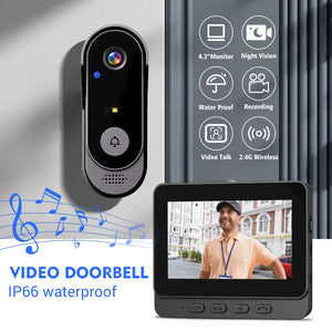 Upgrade Your Home Security with the 4.3-Inch 2.4G Wireless Video Doorbell Camera - Smart Intercom for Ultimate Protection and Convenience