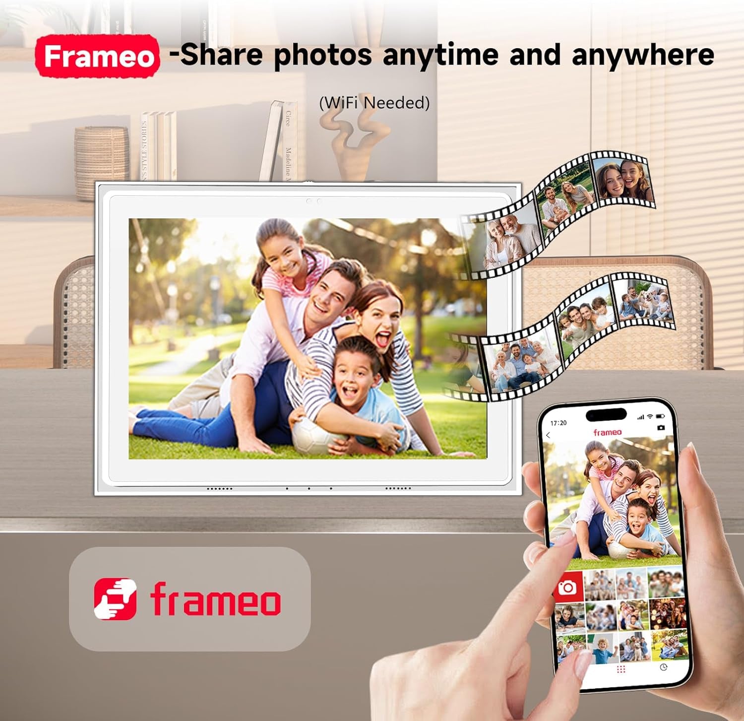 10.1 Inch FRAMEO Digital Photo Frame Wifi 32GB 800 * 1280 IPS Touch Screen Digital Picture Frame Easy Setup Share Photo or Video via Frameo APP