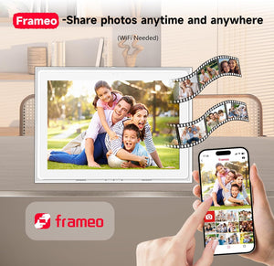 10.1 Inch FRAMEO Digital Photo Frame Wifi 32GB 800 * 1280 IPS Touch Screen Digital Picture Frame Easy Setup Share Photo or Video via Frameo APP