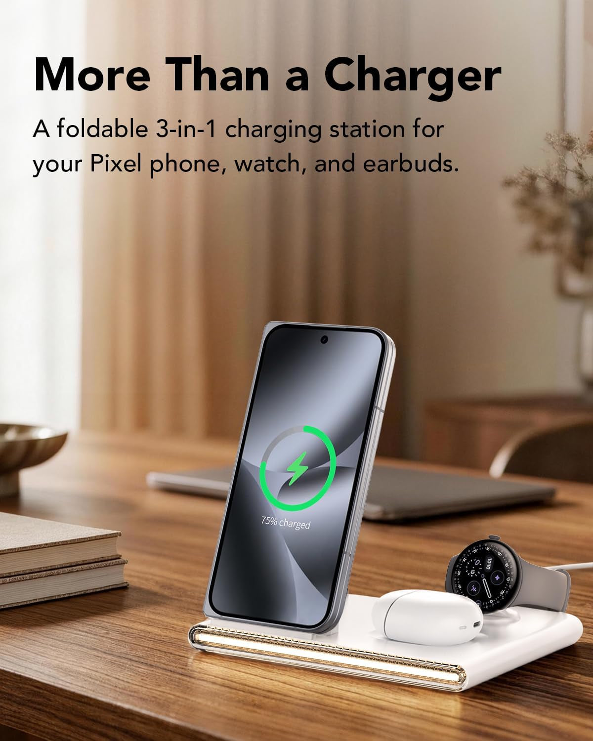 3 in 1 Wireless Foldable Charging Station for Google Pixel Watch 5 4