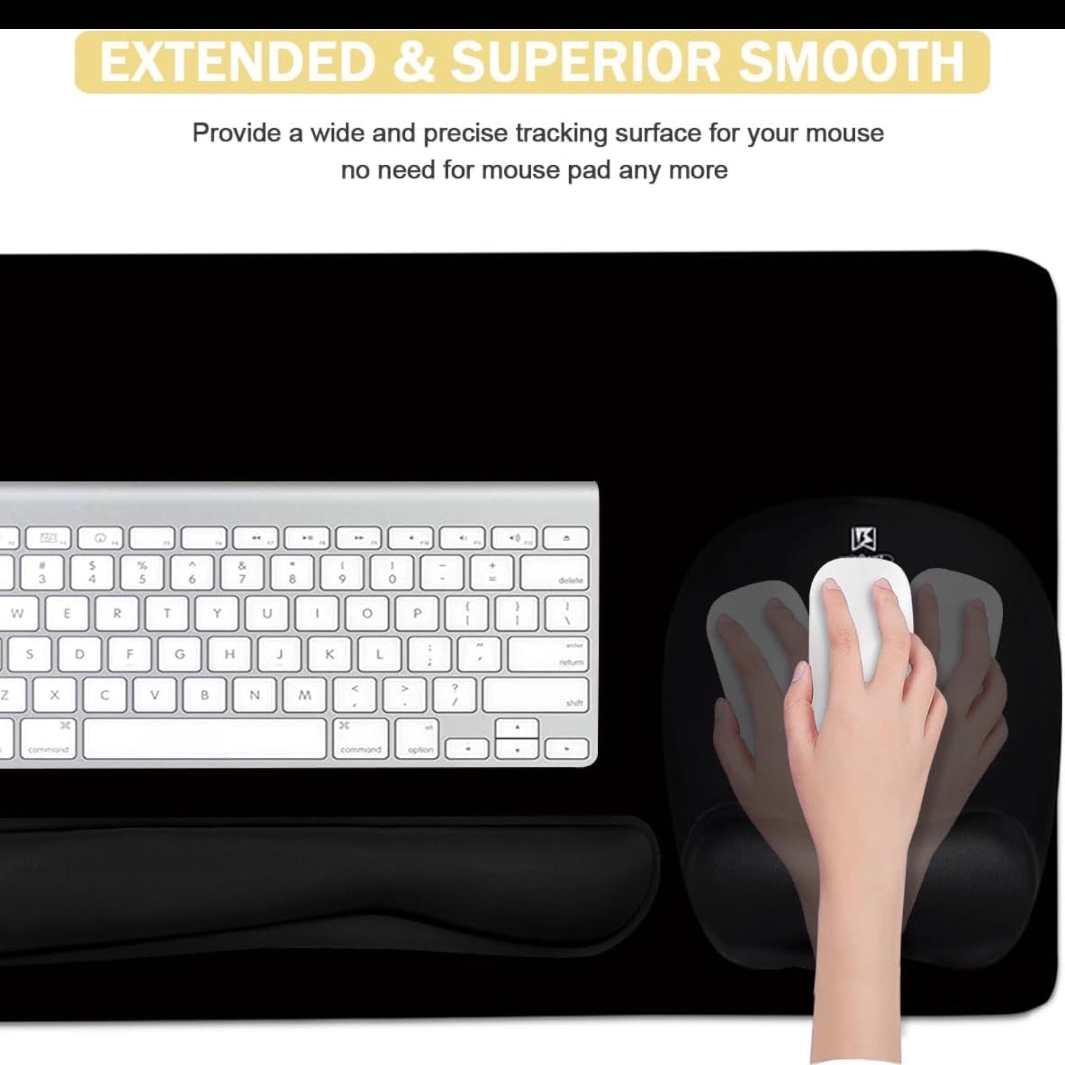 Keyboard Wrist Rest Large Mouse Pad Wrist Support for Computer, 4 in 1 Memory Foam Keyboard Pad Desk Mat Ergonomic Hand Rest Wrist Cushion for Home Office Gaming-Black