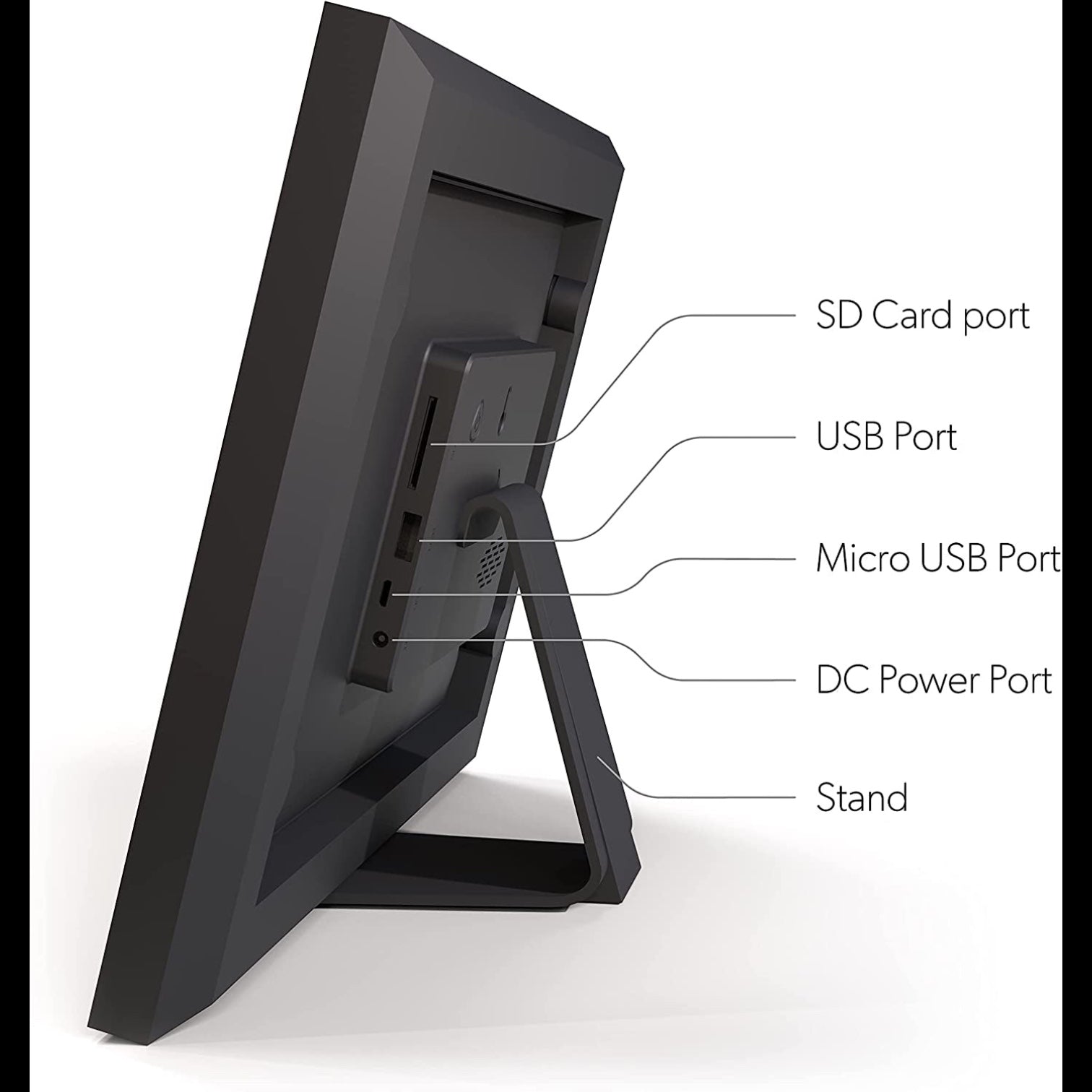 Photoshare 10” Wifi Digital Picture Frame, Send Pics from Phone to Frames, 8 GB, Holds 5,000+ Photos, HD Touchscreen, Black Wood Frame, Easy Setup, No Fees