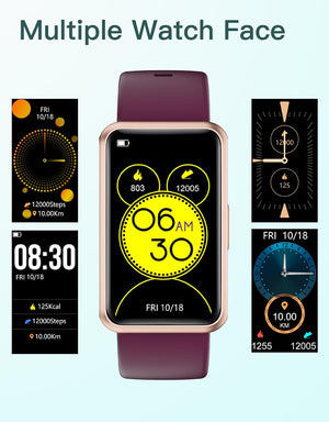 IP68 Waterproof Fitness Tracker - Touch Screen Watch for Men and Women, No Bluetooth Needed, Step & Calorie Counter, Sleep Tracker, Alarm Clock (Purple)