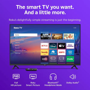 Roku 40" Select Series 1080P Full HD Smart Roku TV with Roku TV Remote: Streaming, Apple Airplay, 3 HDMI Ports