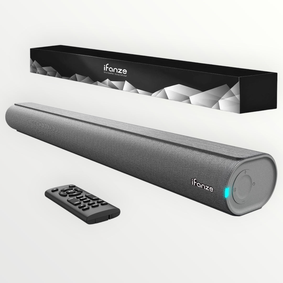 100W 28-Inch Bluetooth 5.3 Sound Bar with HDMI, Home Theater Surround Sound System with Built-In Subwoofer for Smart TV with Remote, Brushed Finish Gray