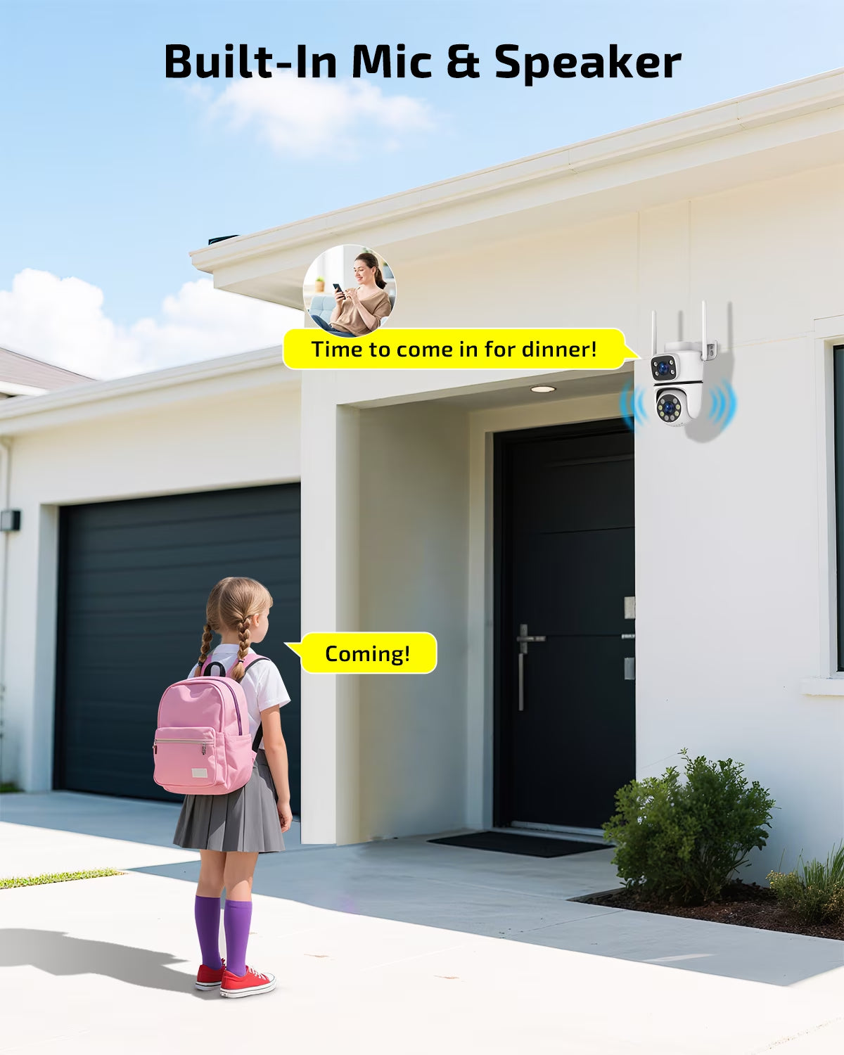 5MP Dual Lens Wireless Security Camera Outdoor, 360° PTZ Wifi Surveillance Cam with Color Night Vision