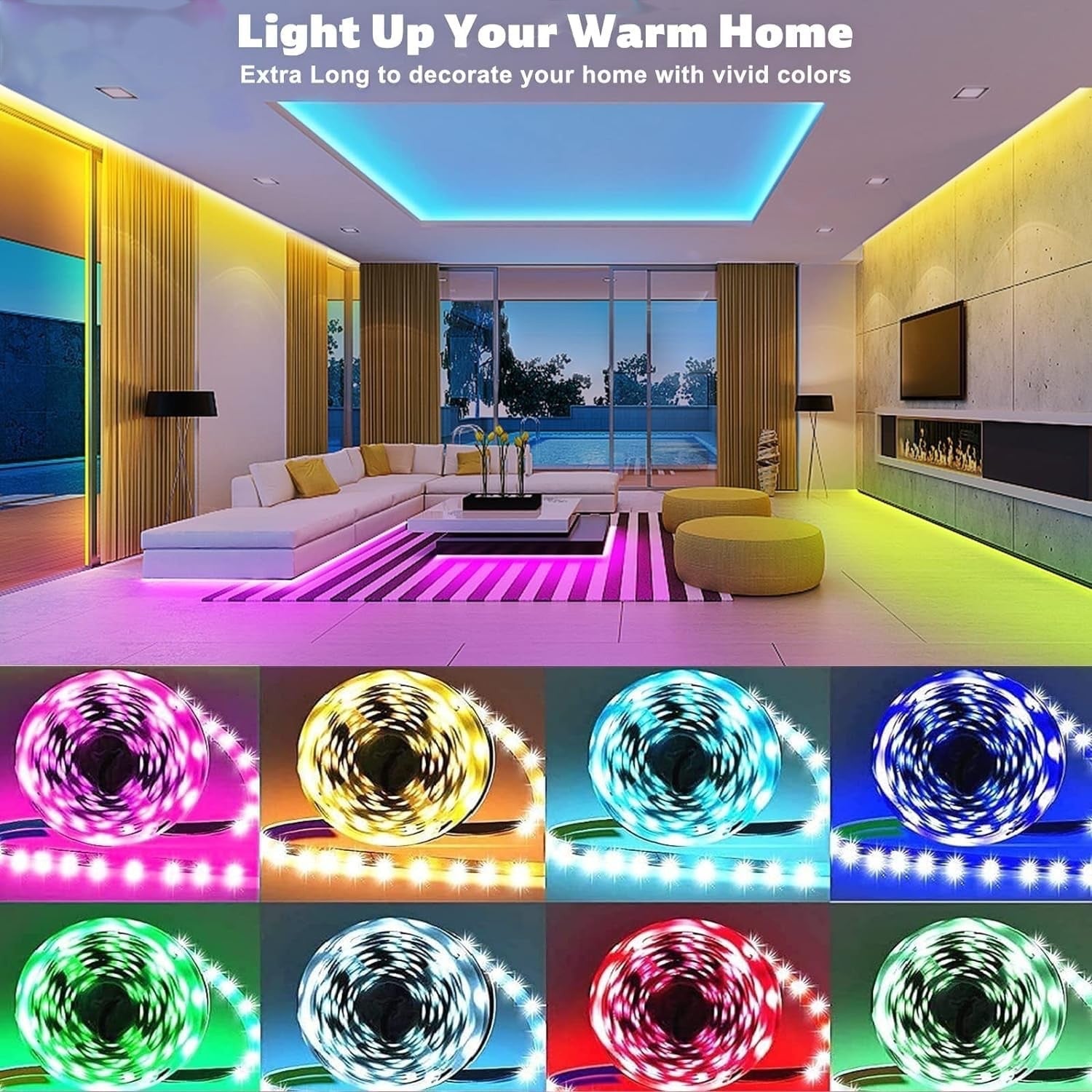Luces LED De 100 Pies Con Control Inteligente Por Aplicación