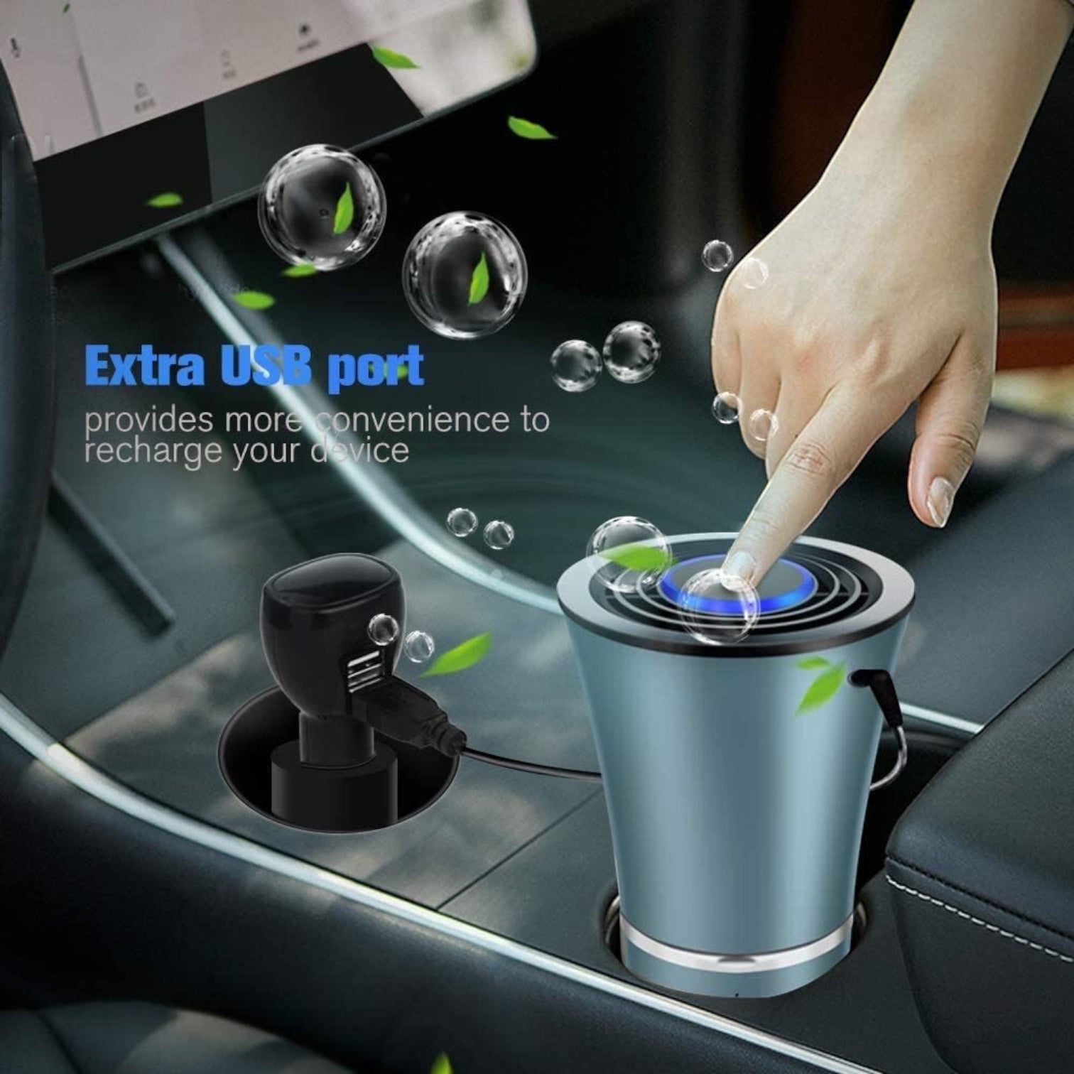 360° Car Air Purifier HEPA USB Portable for Vehicle Odors