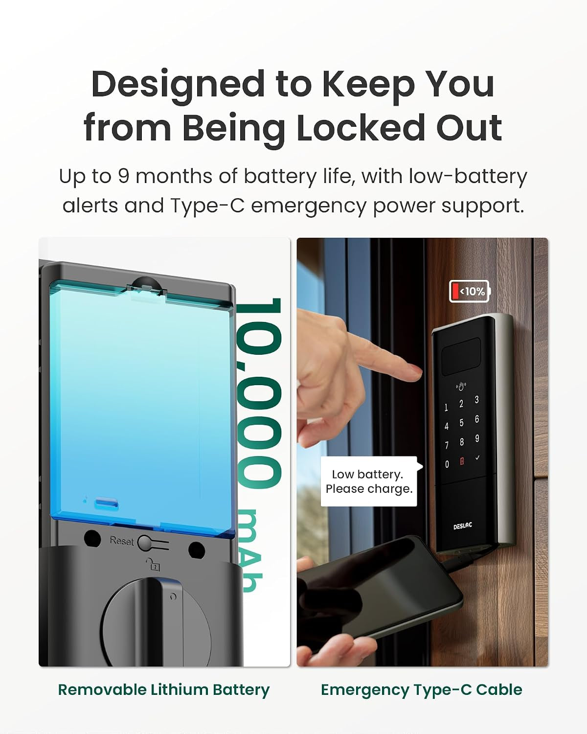 Palm Vein Smart Lock, K140Plus Rechargeable Wifi Keypad Deadbolt