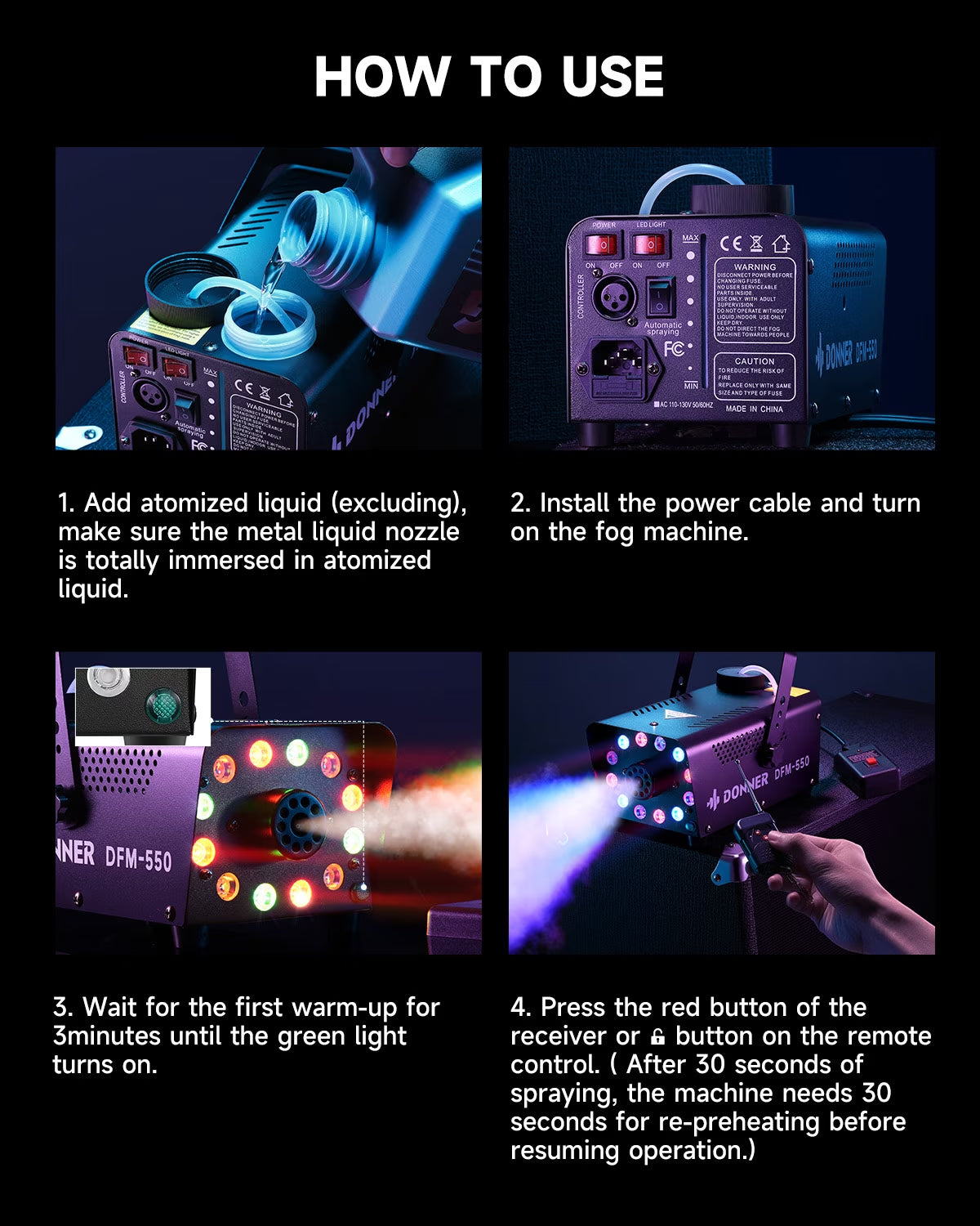 Halloween Fog Machines 600W, 3000 CFM, 13 Colors, 12 RGB LED Lights, Smoke Machine for Party Wedding