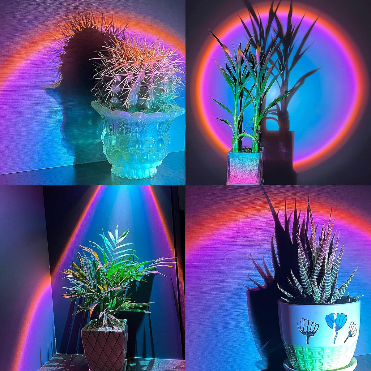 Sunset Lamp, Sunset Projection Light 180 Degree Rotation USB Sunset Glow Lamp Warm Romantic Visual Decorative Night Lights for Photo Video Vlog Backgroung Bedroom Home Indoor Party (Rainbow)