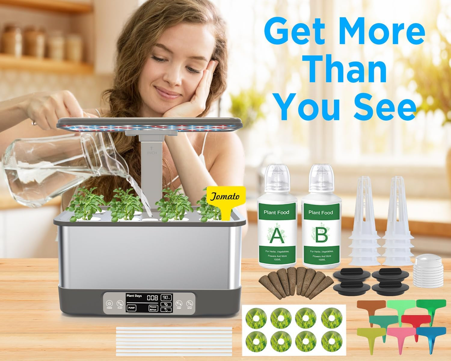 Hydroponics Growing System,Smart Indoor Herb Garden with Grow Light,8 Pods