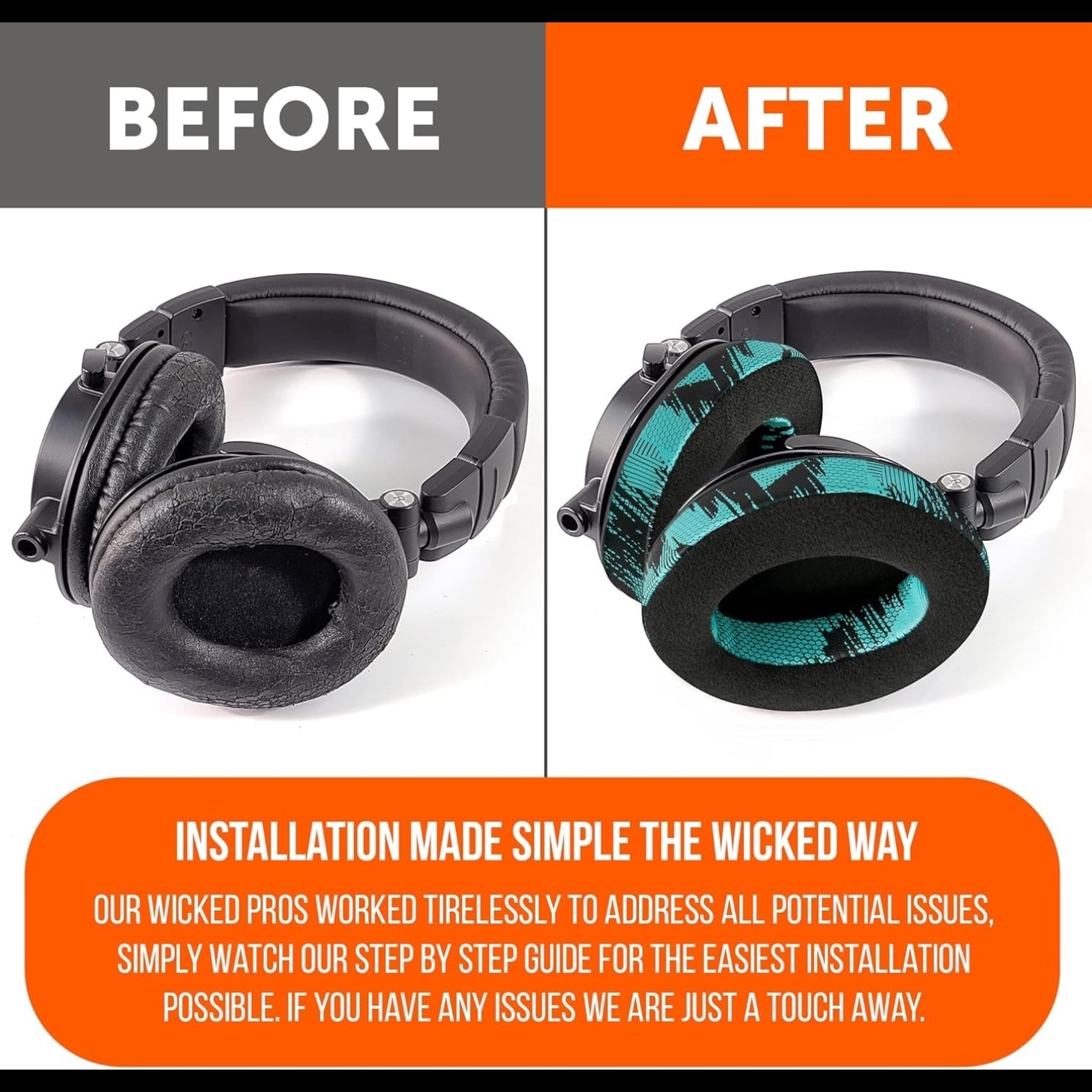 Padz Velour - the Ultimate Upgraded Earpads by Wicked Cushions - Compatible with Audio Technica, Hyperx, Steelseries Arctis - Extra Thick - Bigger Opening - Soft Memory Foam | (Speed Racer Cyan)
