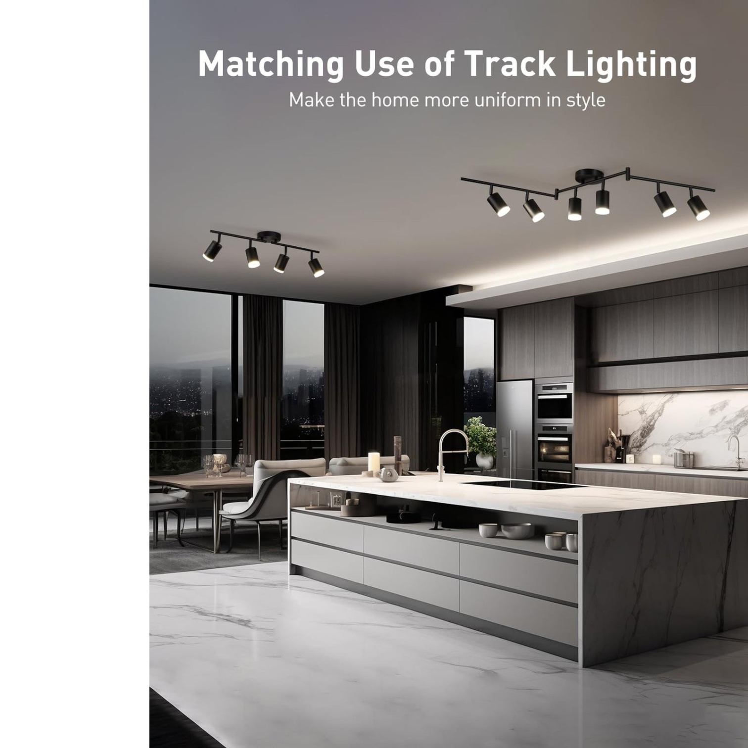 Bojim Flexible Led Track Lighting, 4-Light Black Track Lighting Fixtures Ceil...