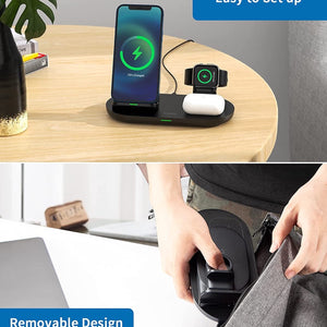 3 in 1 Wireless Charging Station for Apple Product, Wireless Charging Pad for Apple Watch, Airpods Pro/2, Wireless Charger Stand for Iphone 12/12 Pro/12 Pro Max/Se2(No Included Iwatch Cable)