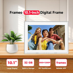 10.1 Inch FRAMEO Digital Photo Frame Wifi 32GB 800 * 1280 IPS Touch Screen Digital Picture Frame Easy Setup Share Photo or Video via Frameo APP