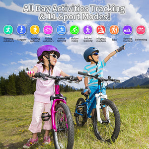 Children's Fitness Tracker Watch with Pedometer, Stopwatch, IP68 Waterproof Rating, and 11 Sport Modes for Ages 6-16