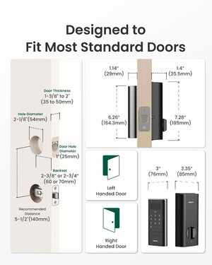 Palm Vein Smart Lock, K140Plus Rechargeable Wifi Keypad Deadbolt