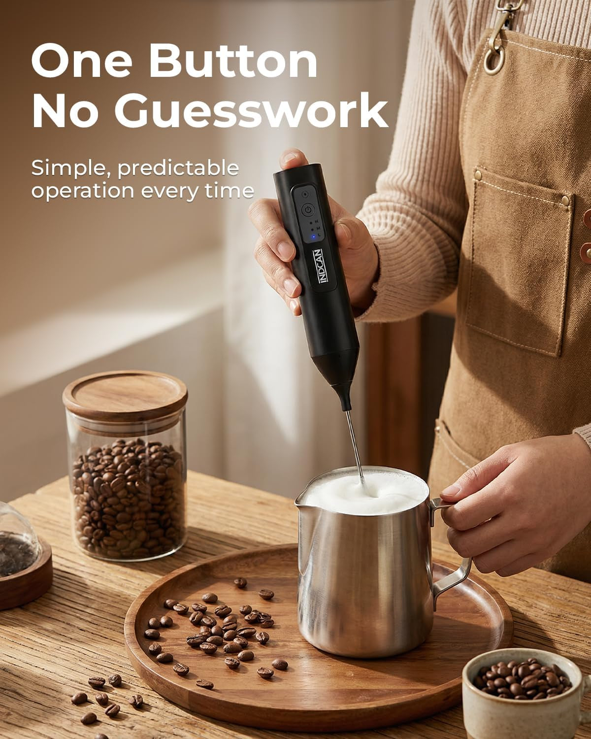 Rechargeable Milk Frother Handheld, Electric Coffee Frother Wand