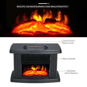 2026 Freestanding Indoor Fireplace Stove Heater Featuring Realistic 3D Flame Effect Adjustable Thermostat Portable Design for Smart Home