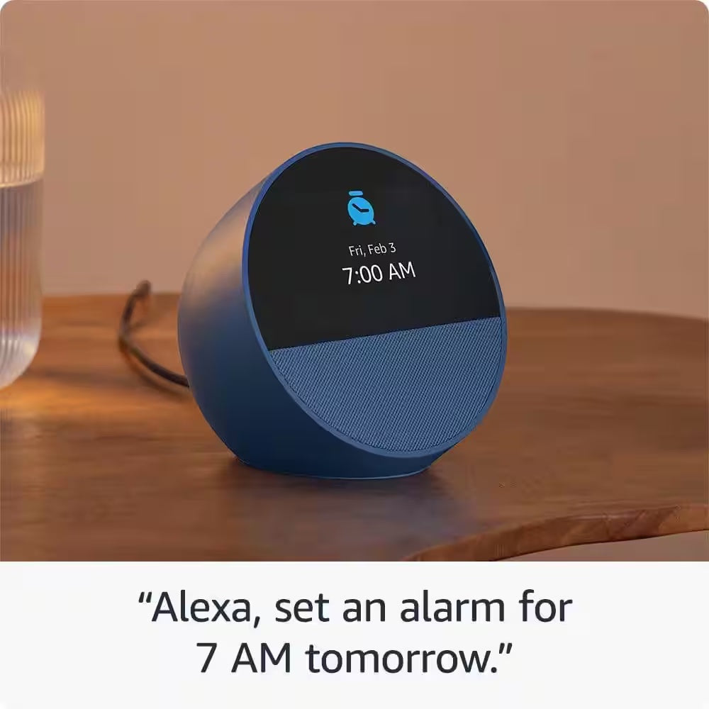 Echo Spot Smart Alarm Clock with Vibrant Sound plus Alexa, Black