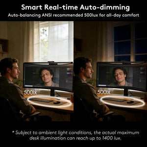 Curved Monitor Light Bar for 34"+ Ultrawide, Curve-Matching Pivoting