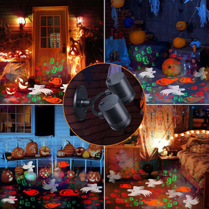 Halloween Projector Lights Outdoor, Double Head Dynamic Halloween Lights Projector with Timer, Waterproof Ghost Skeleton Devil Pumpkin Light for Home Window Wall Decor