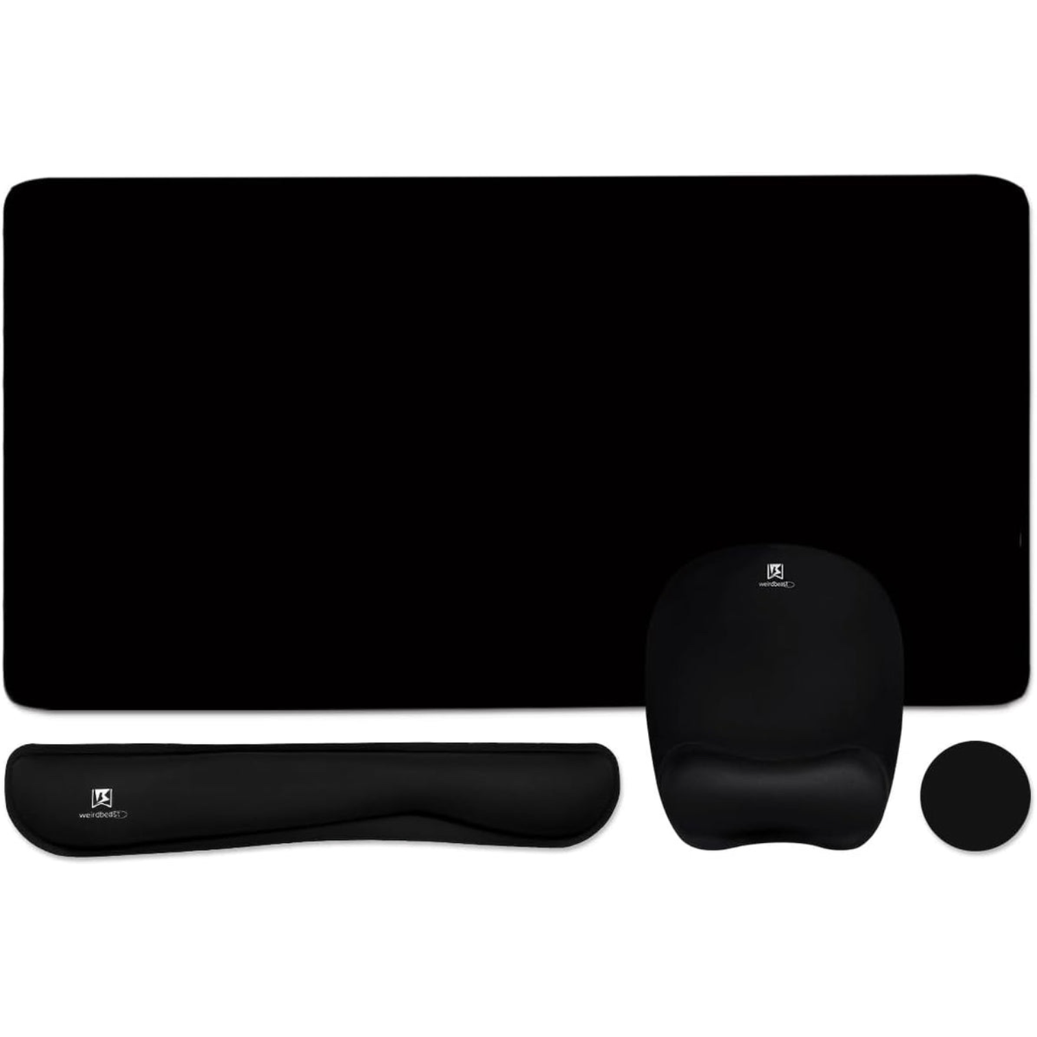 Keyboard Wrist Rest Large Mouse Pad Wrist Support for Computer, 4 in 1 Memory Foam Keyboard Pad Desk Mat Ergonomic Hand Rest Wrist Cushion for Home Office Gaming-Black