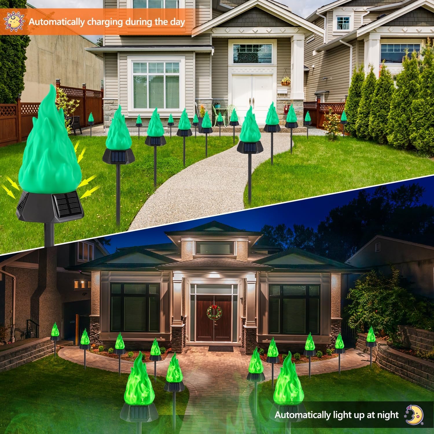 Solar Halloween Lights Outdoor, 4 Pack Solar Torch Light Waterproof