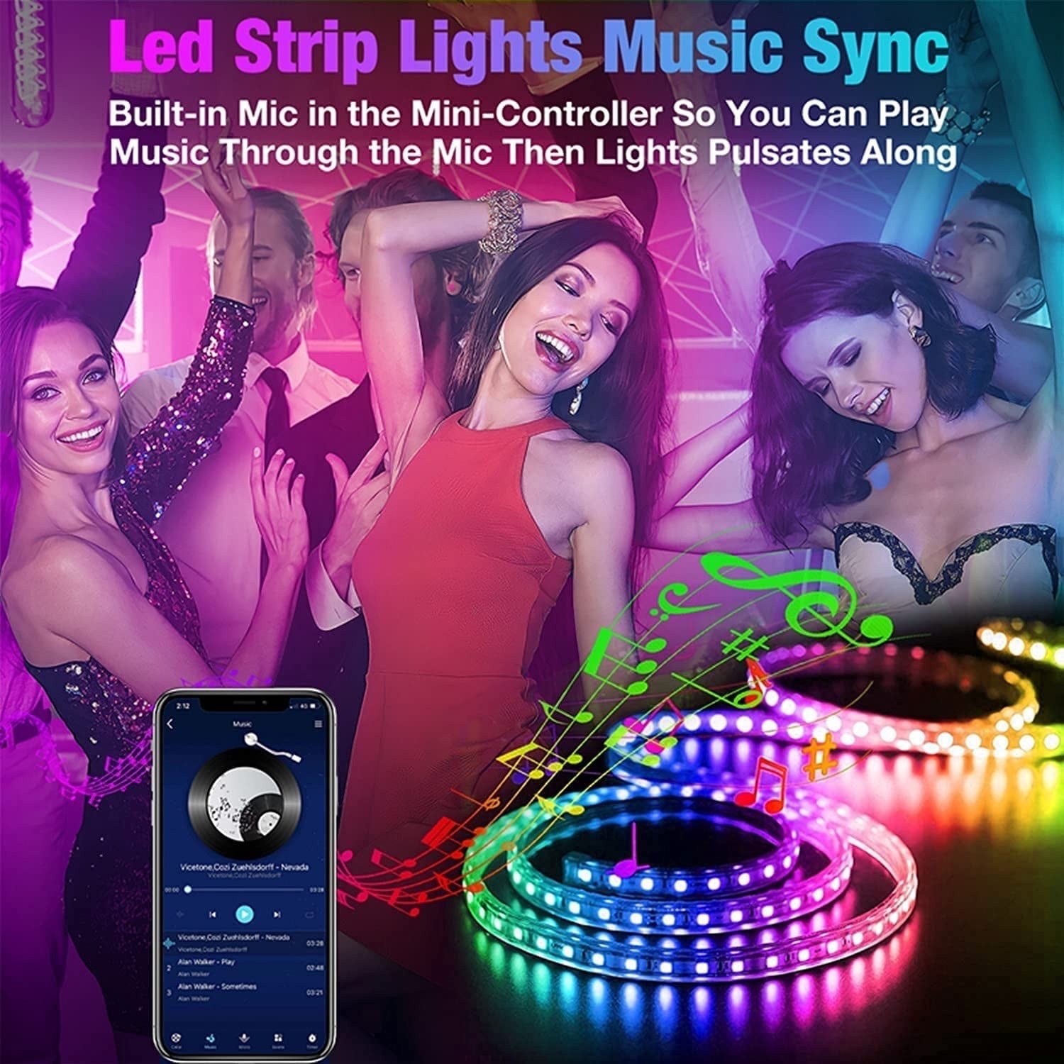 Luces LED De 100 Pies Con Control Inteligente Por Aplicación