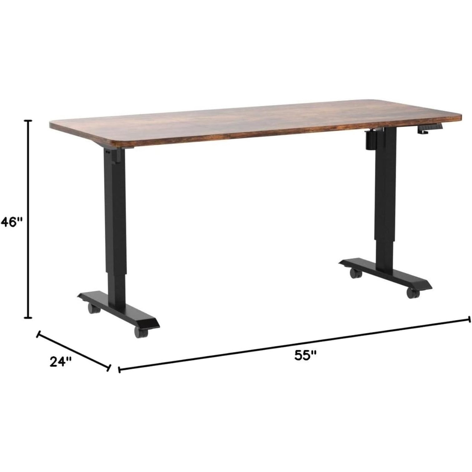 Electric Standing Desk 55X24 Inches，Height Adjustable Sit Stand up Desk for Home Office, Ergonomic Computer Workstation with 178LBS Load Capacity & Quiet Motor, Two-Piece Desktop, Rustic Brown