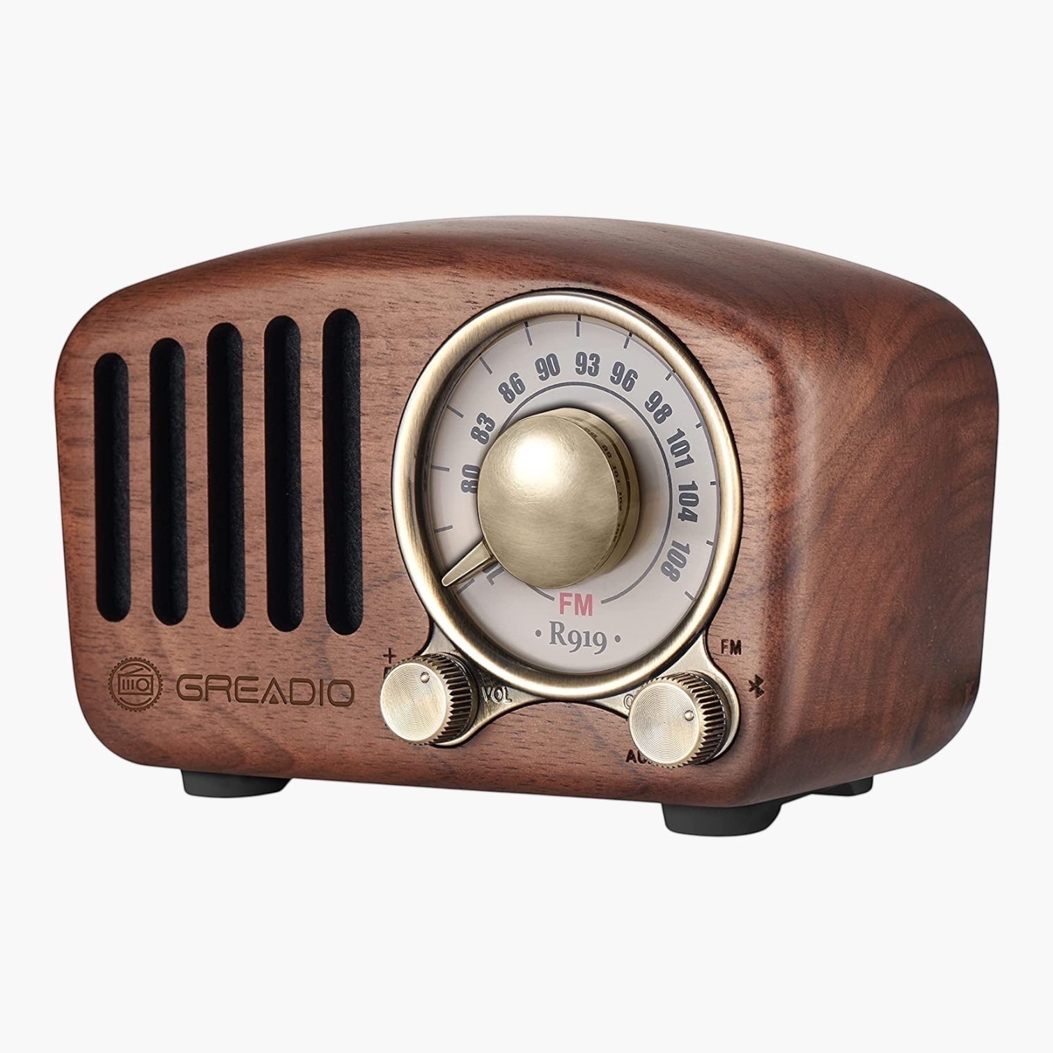 Vintage  Walnut Wood Bluetooth Speaker Radio - Retro Style, Bass Enhancement, Loud Volume, Bluetooth 5.0, MP3 & FM Radio