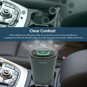 360° Car Air Purifier HEPA USB Portable for Vehicle Odors