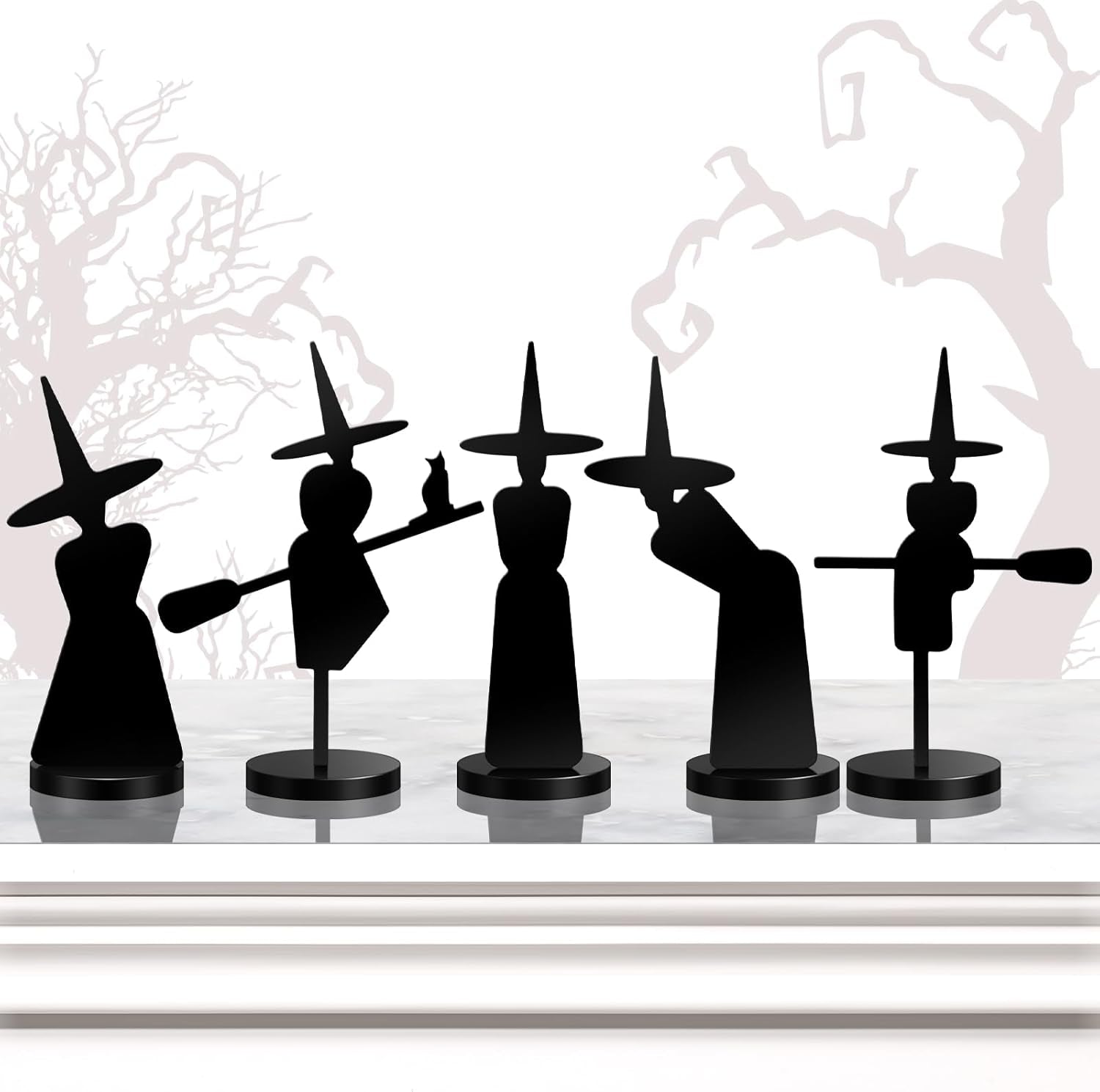 5 Pcs Halloween Decorations Indoor Gothic Witch Figurines Set