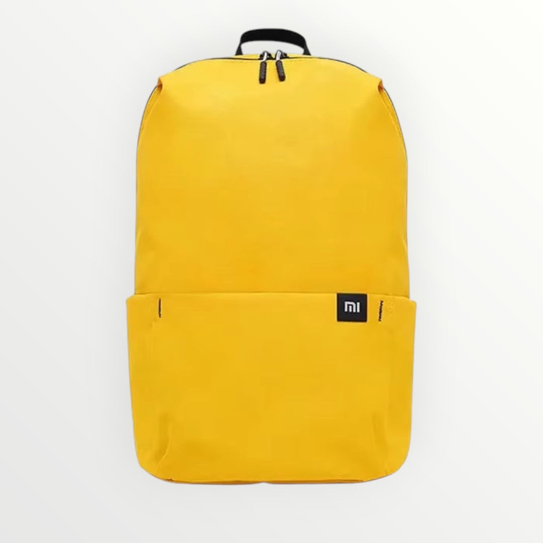 Hostecno Xiaomi Mi 10L yellow waterproof polyester unisex backpack with front pocket and black zippers.